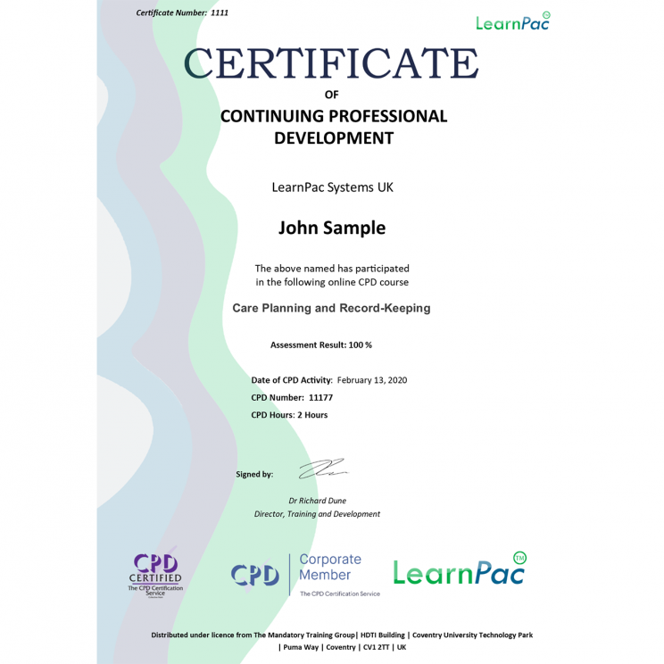 Care Planning and RecordKeeping Online Course CPD Accredited