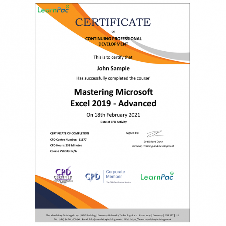 microsoft excel 2019 certification exam