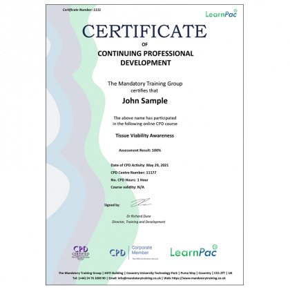 Tissue Viability Awareness - Level 1 - CPDUK Certified